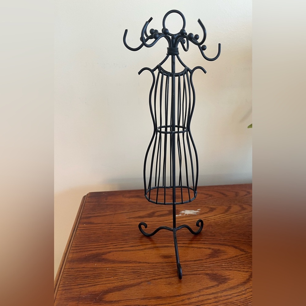 Black Wire Dress Form Jewelry Stand
